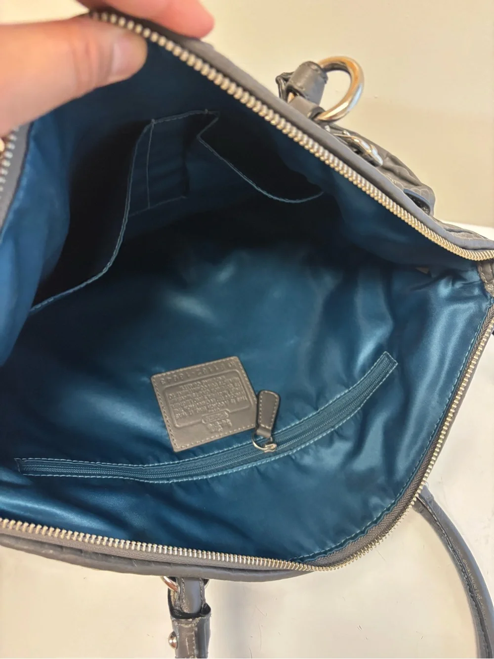 Coach Madison Gathered Leather Satchel Gray Crossbody Bag Purse
